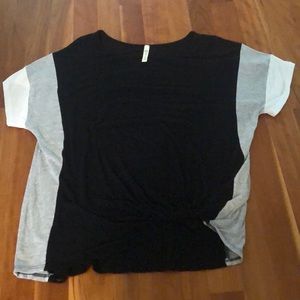 Black white and gray knot blouse